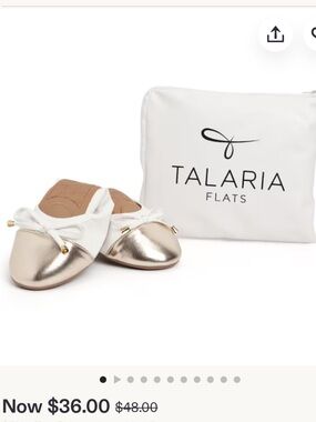 Women's Metallic Gold & White Ballet Flats